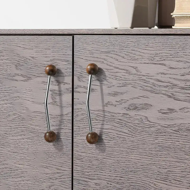 Premium Wood &amp; Brass Cabinet Knobs – Black Silver Luxury Drawer Handles - Besontique Home