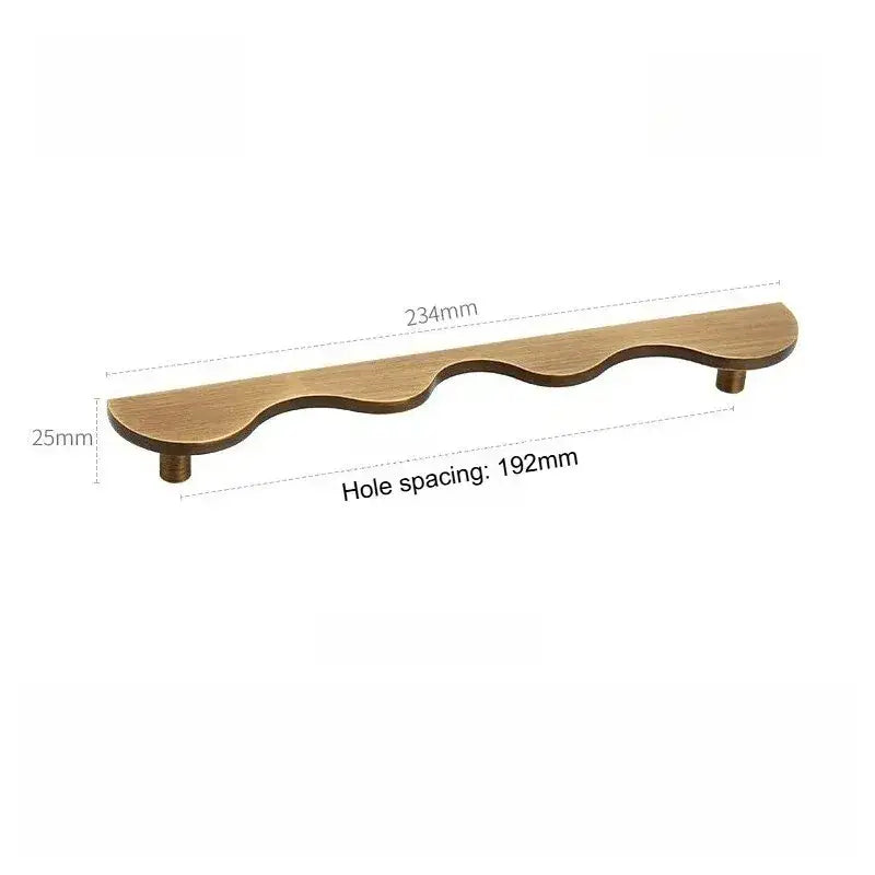 Brass Wave Cabinet Handles Door Knobs |  Luxury Modern Gold & Black Drawer Pulls - Besontique Home