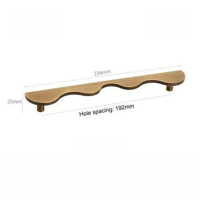 Brass Wave Cabinet Handles Door Knobs |  Luxury Modern Gold & Black Drawer Pulls - Besontique Home