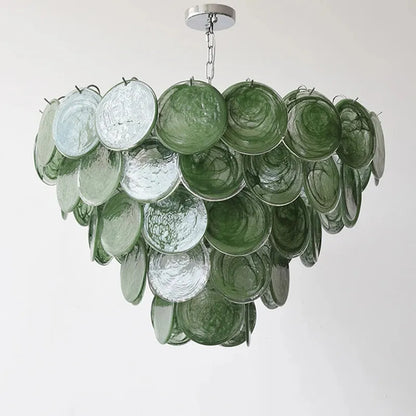 Modern Vintage Dark Green Glass Chandelier │ Crystal Pendant Pendant Ceiling Lamp Light - Besontique Home