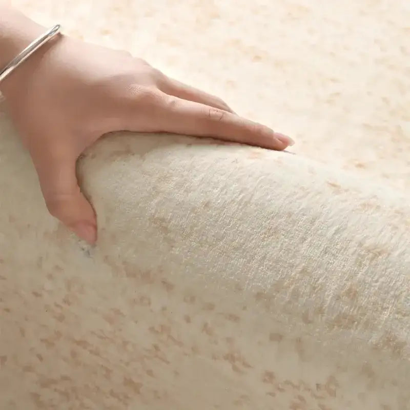 Minimal Style Cream Fluffy Plush Irregular Shape Rug - Besontique Home