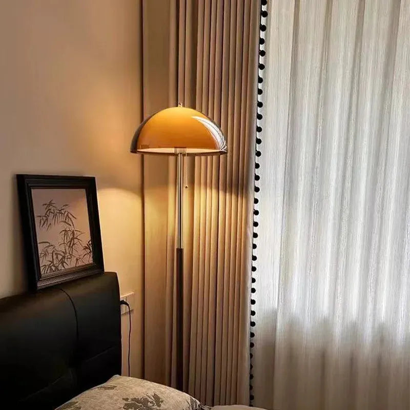 Vintage Orange Arc Floor Lamp – Adjustable Retro Reading Light Besontique Home Decor 