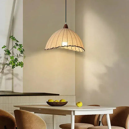 Nordic Retro Linen Ceiling Light │ Japandi Minimal Bedroom Hanging Lamp - Besontique Home