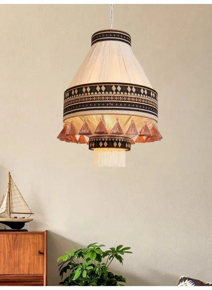 Bohemian Fringe Pendant Tassel Ceiling Light – Boho Style Chandelier for Home Décor - Besontique Home