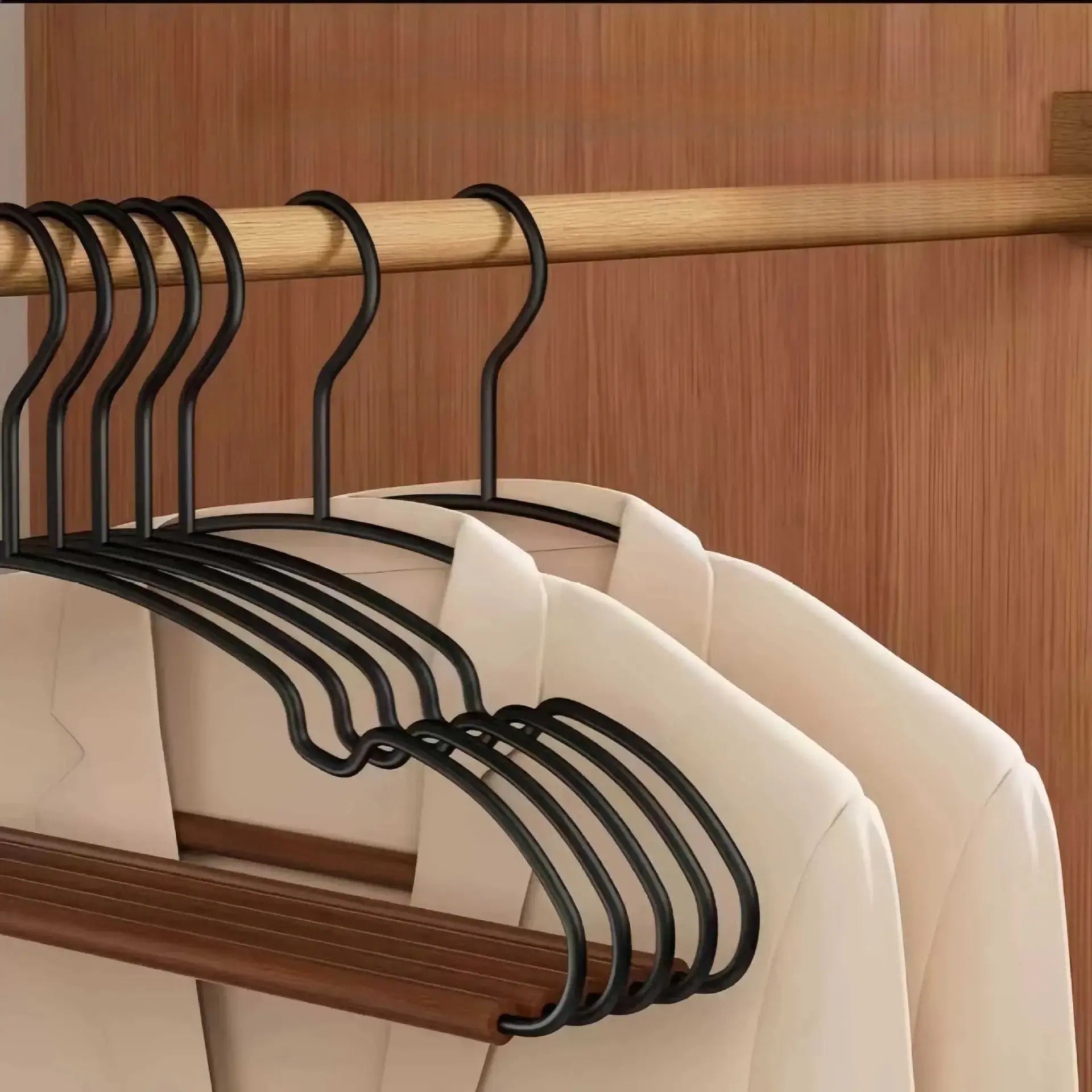 5pcs Modern Vintage Luxury Wooden Black Metal Clothes Hanger - Besontique Home