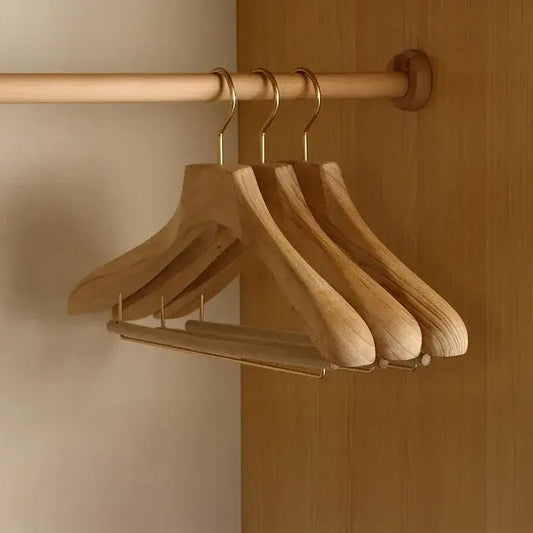 Wide Shoulder Natural Wooden Clothes Hanger │ Modern Wardrobe Clothing Organizer - Besontique Home