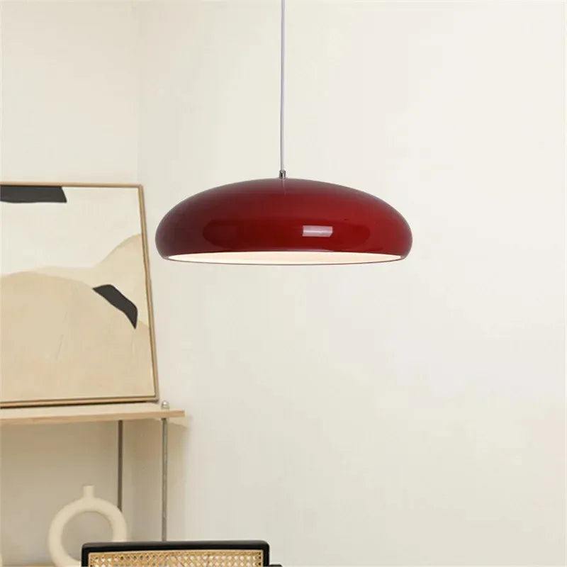 Modern Nordic dome pendant light above dining table orange black white red besontique home decor