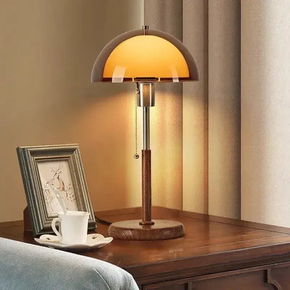 Vintage Walnut Table Lamp | Modern Iron Bedside & Study Room Ambient Light Besontique Home Decor