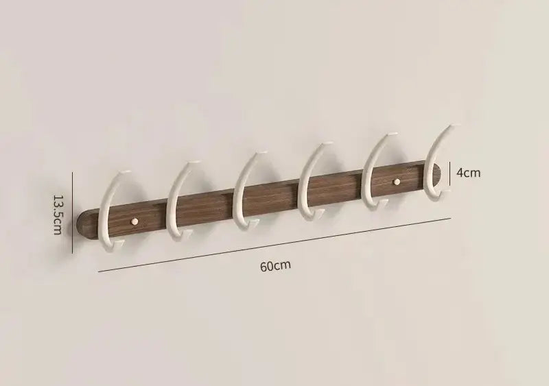 Modern Walnut Moon Shape Coat Rack (White/Black)│ Wall Mounted Wooden Metal Hooks - Besontique Home