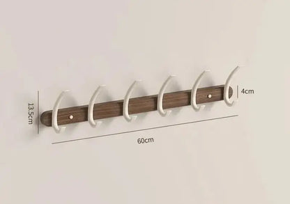 Modern Walnut Moon Shape Coat Rack (White/Black)│ Wall Mounted Wooden Metal Hooks - Besontique Home