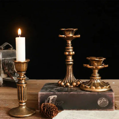 Antique Bronze Candlesticks Candle Holder Set │ Retro Vintage Taper Candle Stand - Besontique Home