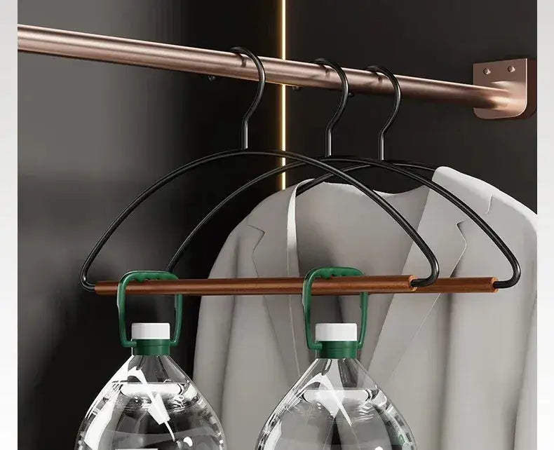 10pcs Luxury Beech Wood Clothes Hangers │ Seamless Iron Wardrobe Clothes Rack with Wood Bar  - Besontique Home