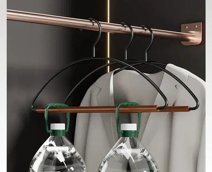 10pcs Luxury Beech Wood Clothes Hangers │ Seamless Iron Wardrobe Clothes Rack with Wood Bar  - Besontique Home