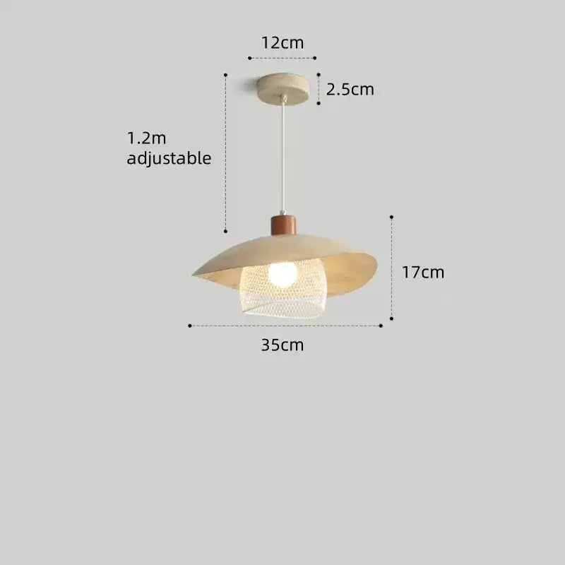 Minimal French Wood & Metal Pendant Lamp – Modern Ceiling Light Fixture - Besontique Home