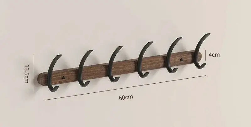 Modern Walnut Moon Shape Coat Rack (White/Black)│ Wall Mounted Wooden Metal Hooks - Besontique Home