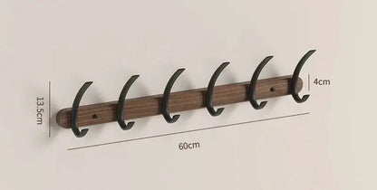 Modern Walnut Moon Shape Coat Rack (White/Black)│ Wall Mounted Wooden Metal Hooks - Besontique Home
