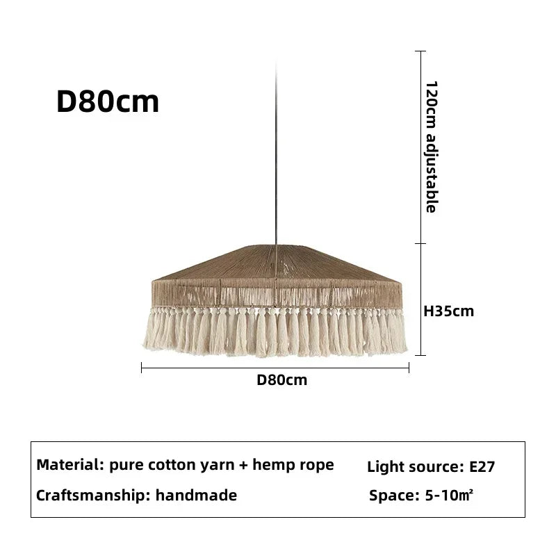 Boho Retro Rustic Rattan Tassel Ceiling Light – Pendant Chandelier for Home Décor - Besontique Home