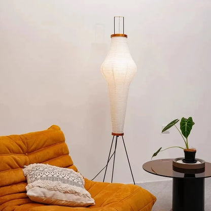 Japanese Rice Paper Floor Lamp | Minimal Japandi LED Standing Light Besontique Home Decor