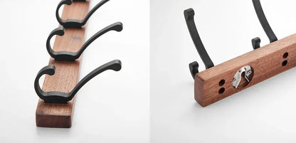 Modern Rustic Wooden Coat Rack Wall Mount with Hooks (Black/White) Besontique Home Decor