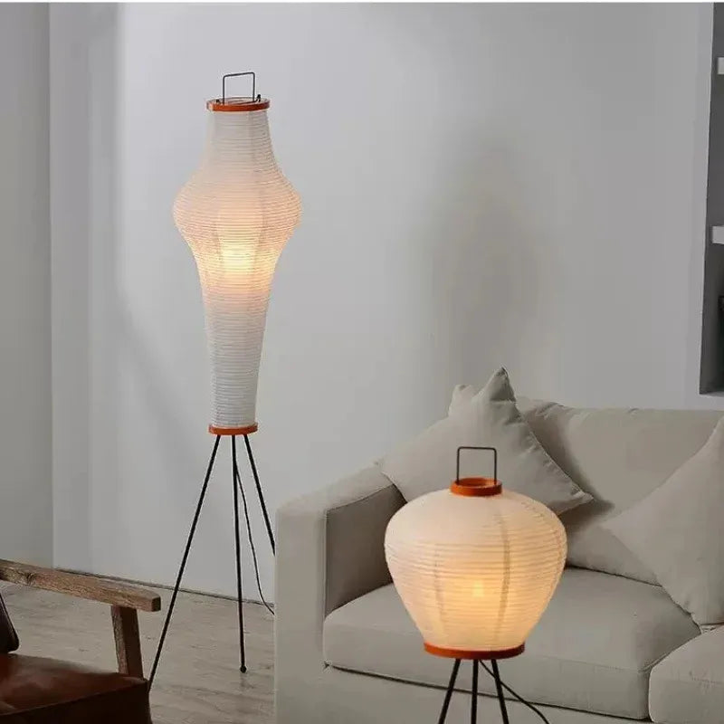 Japanese Rice Paper Floor Lamp | Minimal Japandi LED Standing Light Besontique Home Decor