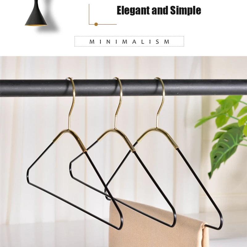 5 pcs Black Gold Metal Clothes Coat Hanger │ Modern Minimal Style Wardrobe Organizer Storage Rack - Besontique Home