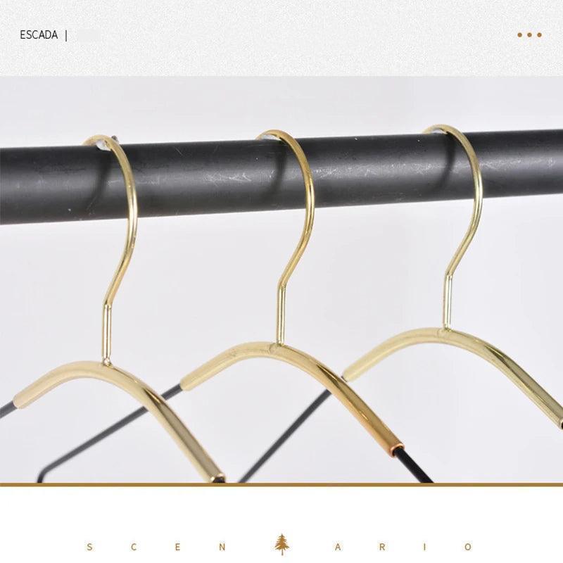 5 pcs Black Gold Metal Clothes Coat Hanger │ Modern Minimal Style Wardrobe Organizer Storage Rack - Besontique Home