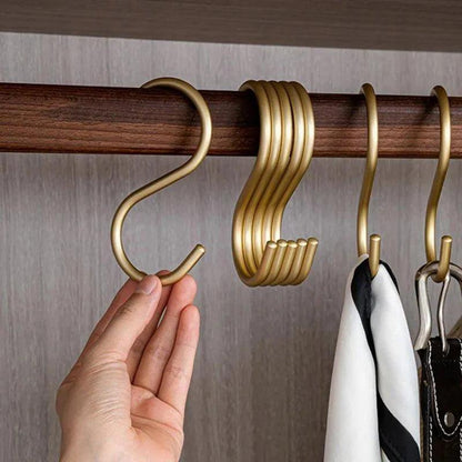 5 pcs Matte Gold/Silver Small S Shape Hook Holders │ Modern Practical Clothes Hanger - Besontique Home