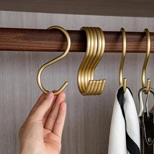 5 pcs Matte Gold/Silver Small S Shape Hook Holders │ Modern Practical Clothes Hanger - Besontique Home