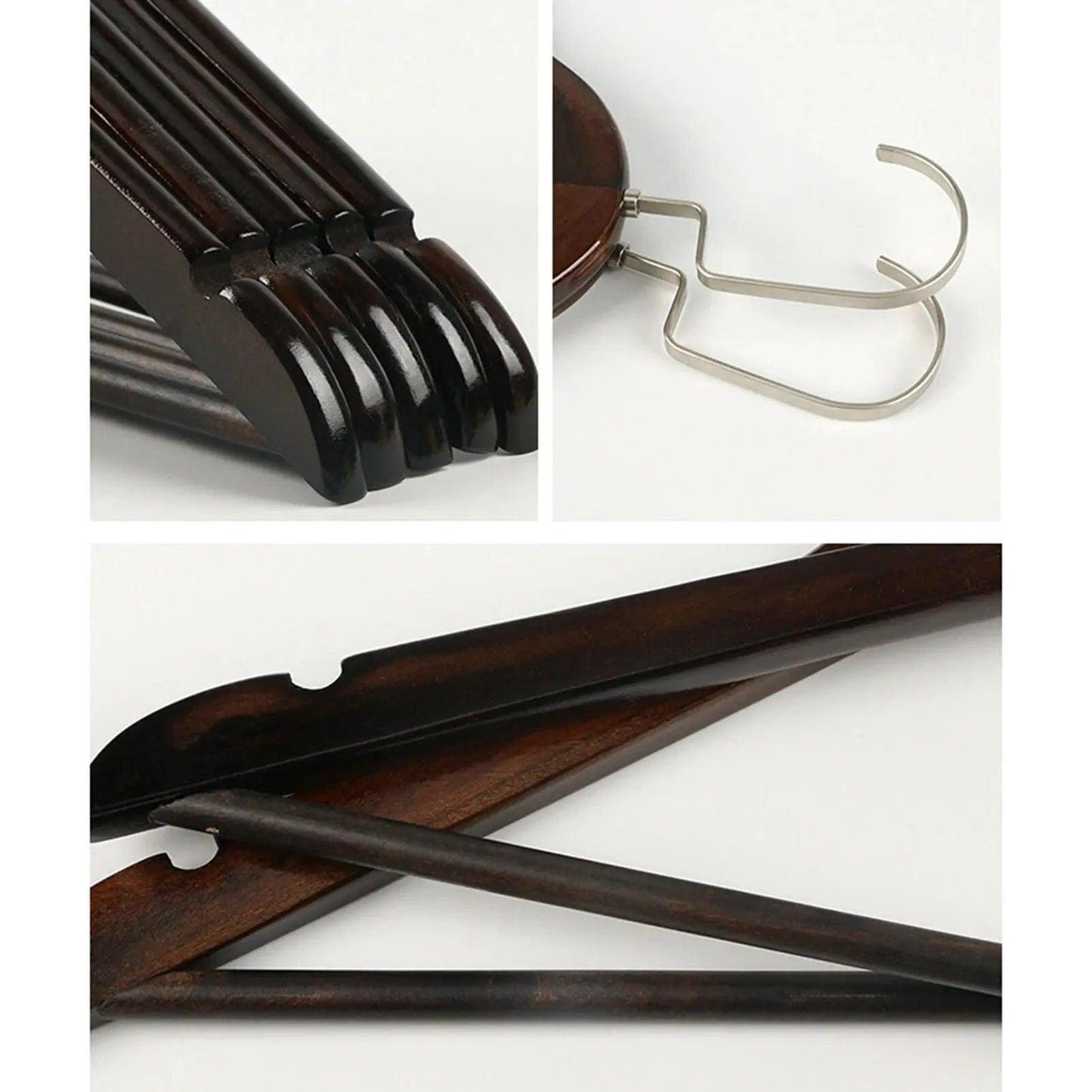 5 pcs Retro Wooden Clothes Hanger │ No Fade Maple Wood Wardrobe Organizer - Besontique Home