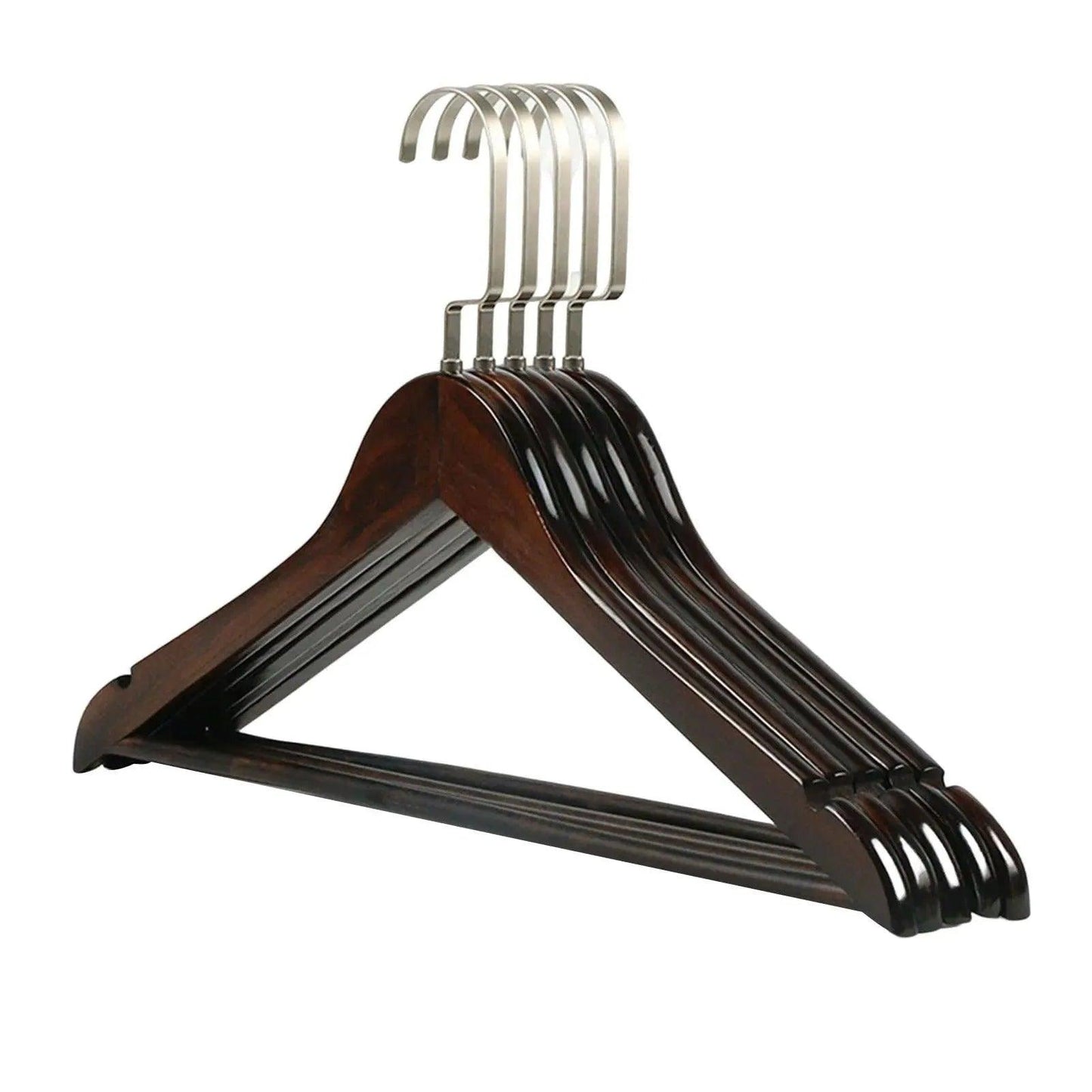 5 pcs Retro Wooden Clothes Hanger │ No Fade Maple Wood Wardrobe Organizer - Besontique Home