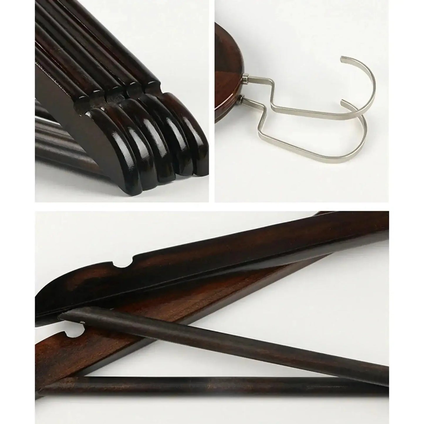 5 pcs Retro Wooden Clothes Hanger │ No Fade Maple Wood Wardrobe Organizer - Besontique Home