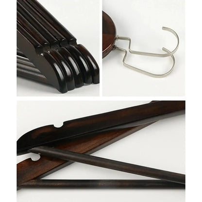 5 pcs Retro Wooden Clothes Hanger │ No Fade Maple Wood Wardrobe Organizer - Besontique Home