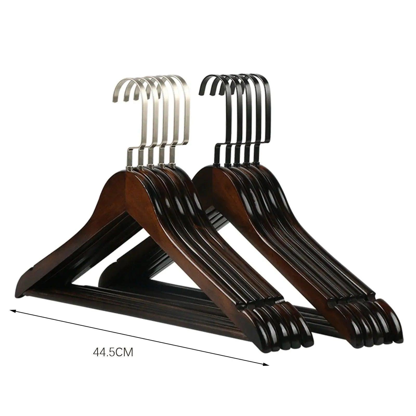 5 pcs Retro Wooden Clothes Hanger │ No Fade Maple Wood Wardrobe Organizer - Besontique Home