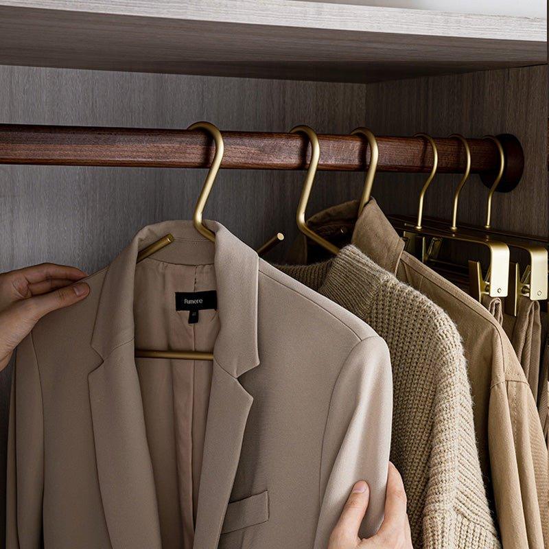 5 pcs Solid Matte Gold/Silver Clothes Coat Hanger │ Seamless Metal Wardrobe Organizer - Besontique