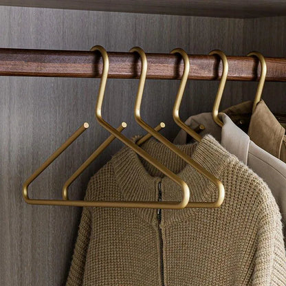 5 pcs Solid Matte Gold/Silver Clothes Coat Hanger │ Seamless Metal Wardrobe Organizer - Besontique Home