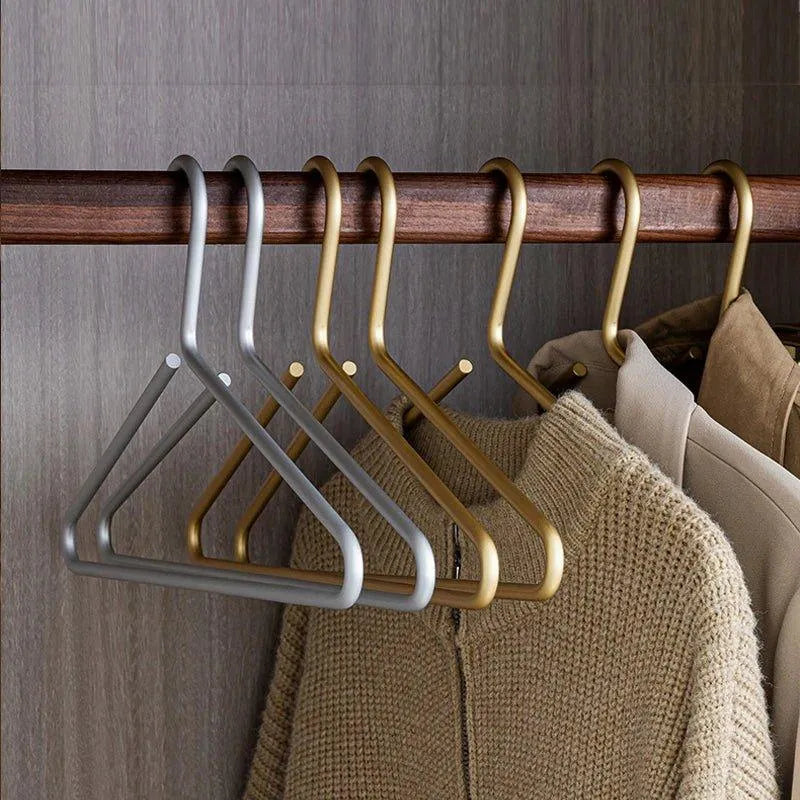 5 pcs Solid Matte Gold/Silver Clothes Coat Hanger │ Seamless Metal Wardrobe Organizer - Besontique Home