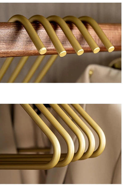 5 pcs Solid Matte Gold/Silver Triangle Coat Pants Clothes Hanger │ Seamless Metal Storage Racks Wardrobe Organizer - Besontique Home