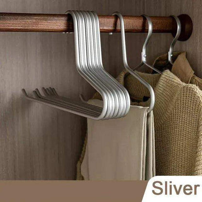 5 pcs Solid Matte Gold/Silver Trouser Pants Clothes Hanger │ Seamless Metal Wardrobe Organizer - Besontique Home