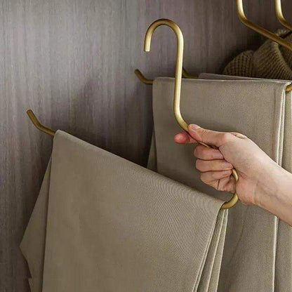 5 pcs Solid Matte Gold/Silver Trouser Pants Clothes Hanger │ Seamless Metal Wardrobe Organizer - Besontique Home
