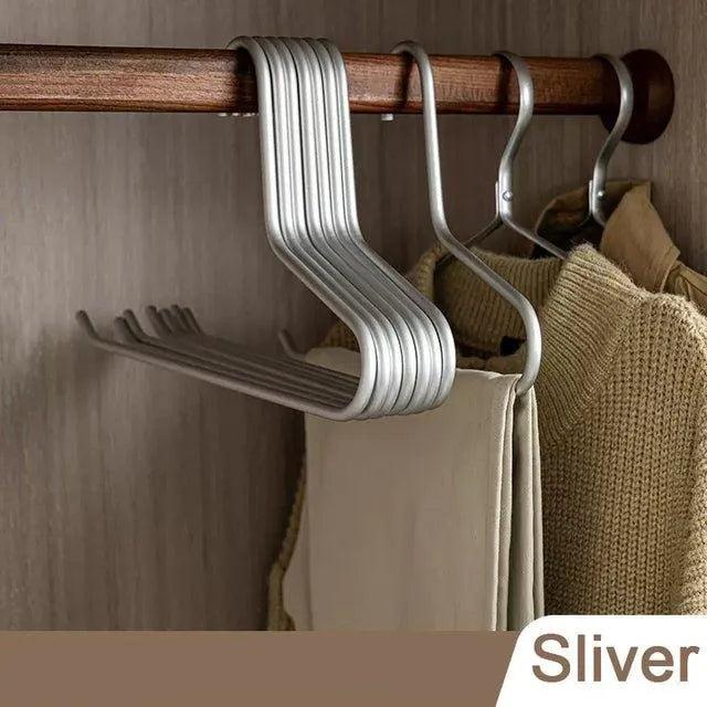5 pcs Solid Matte Gold/Silver Trouser Pants Clothes Hanger │ Seamless Metal Wardrobe Organizer - Besontique Home