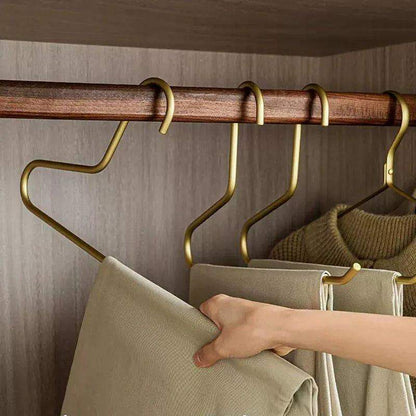 5 pcs Solid Matte Gold/Silver Trouser Pants Clothes Hanger │ Seamless Metal Wardrobe Organizer - Besontique Home