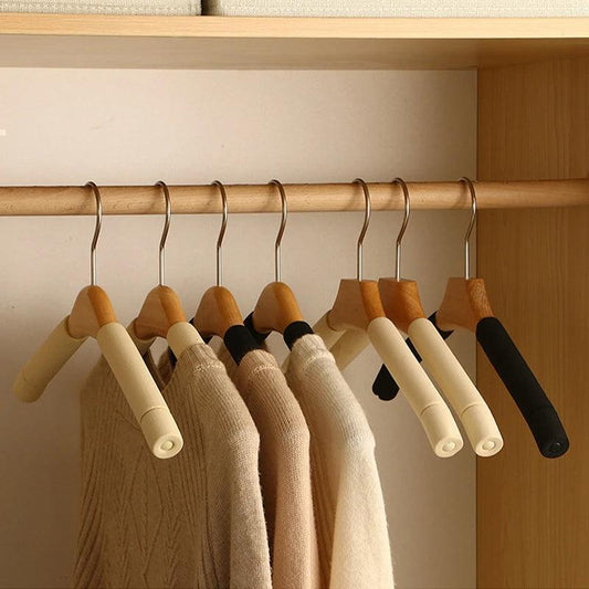 5 pcs Solid Wood Sponge Hangers │ Modern 360°Rotating Non-slip Clothes Organizer - Besontique Home