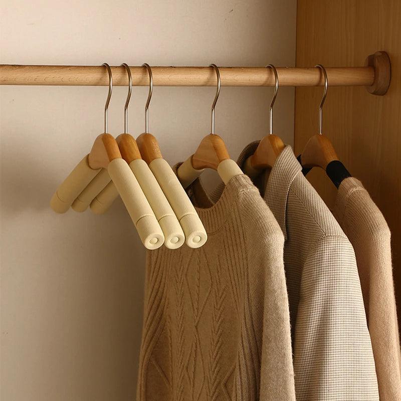 5 pcs Solid Wood Sponge Hangers │ Modern 360°Rotating Non-slip Clothes Organizer - Besontique Home