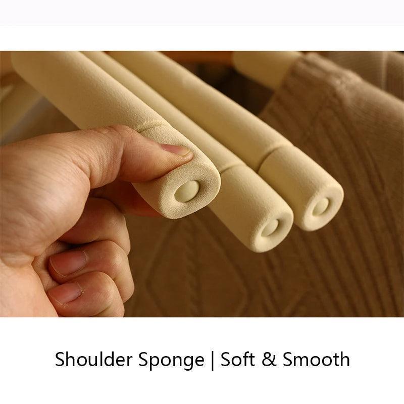 5 pcs Solid Wood Sponge Hangers │ Modern 360°Rotating Non-slip Clothes Organizer - Besontique Home