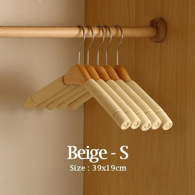 5 pcs Solid Wood Sponge Hangers │ Modern 360°Rotating Non-slip Clothes Organizer - Besontique Home