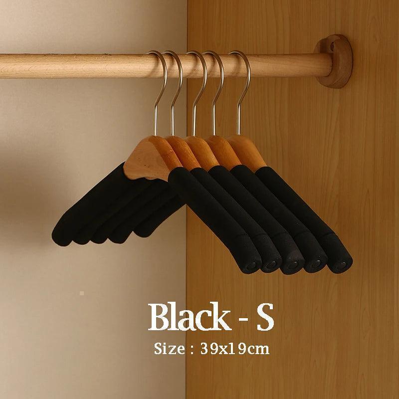 5 pcs Solid Wood Sponge Hangers │ Modern 360°Rotating Non-slip Clothes Organizer - Besontique Home