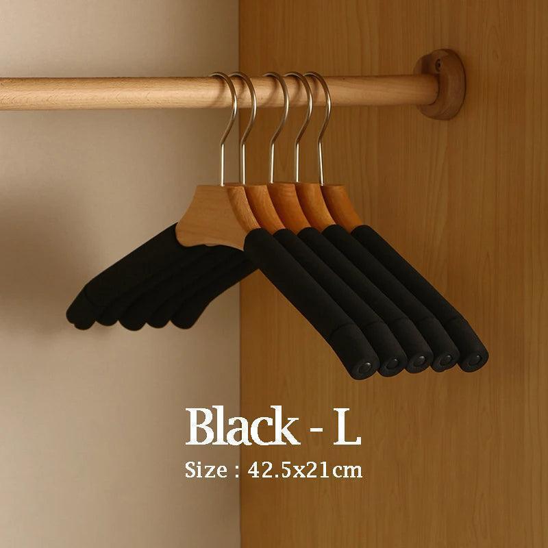 5 pcs Solid Wood Sponge Hangers │ Modern 360°Rotating Non-slip Clothes Organizer - Besontique Home