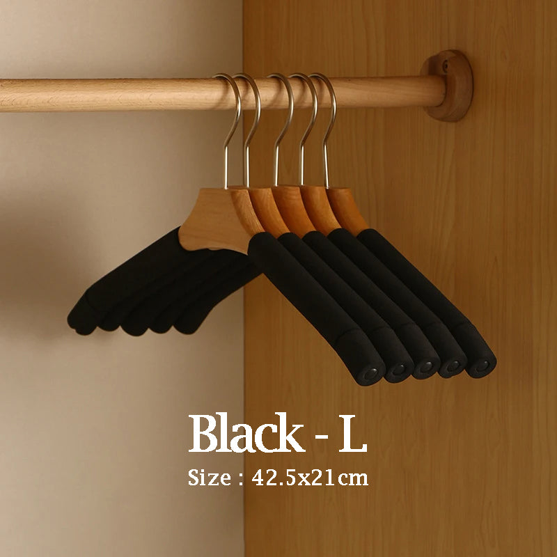 5 pcs Solid Wood Sponge Non-slip Hangers │ Modern style 360°Rotating Clothes Rack Organizer - Besontique