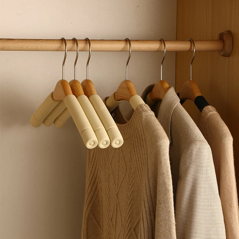 5 pcs Solid Wood Sponge Non-slip Hangers │ Modern style 360°Rotating Clothes Rack Organizer - Besontique