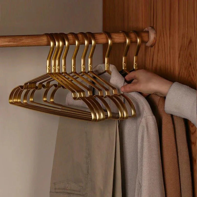 5/10 pcs Solid Matte Alloy Clothes Hangers │ Anti-Slip Metal Rack Wardrobe Organizer - Besontique